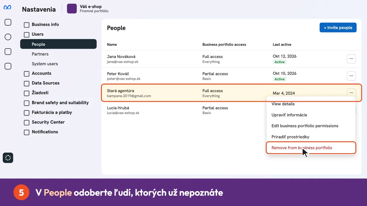 Videonávod: kontrola bezpečnosti a prístupov v Meta Business Suite