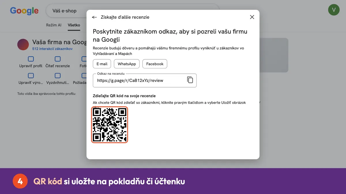 Videonávod: ako získať odkaz a QR kód na Google recenziu
