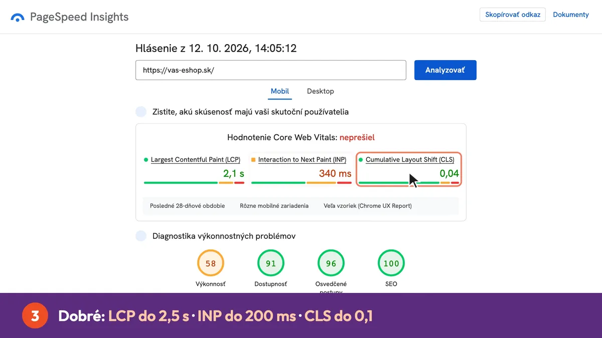 Videonávod: ako v PageSpeed Insights čítať Core Web Vitals